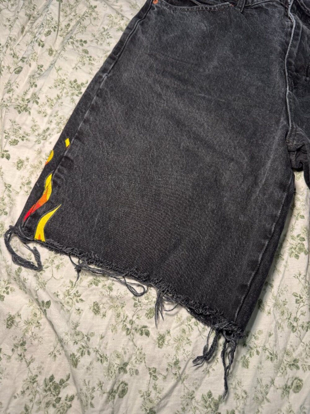 BDG Urban Outfitters Black Jack Denim Shorts with Flame Details - Picture 4 of 13